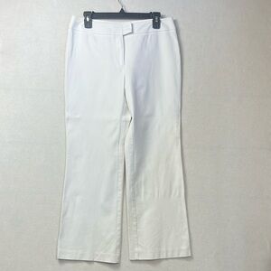 Chicos Size M/10 (1.5) High Rise Wide Leg White Trouser Pants Short Stretch